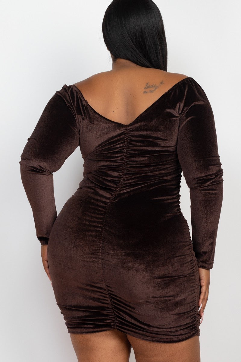 Chocolate Rouched Dress (Plus Size)