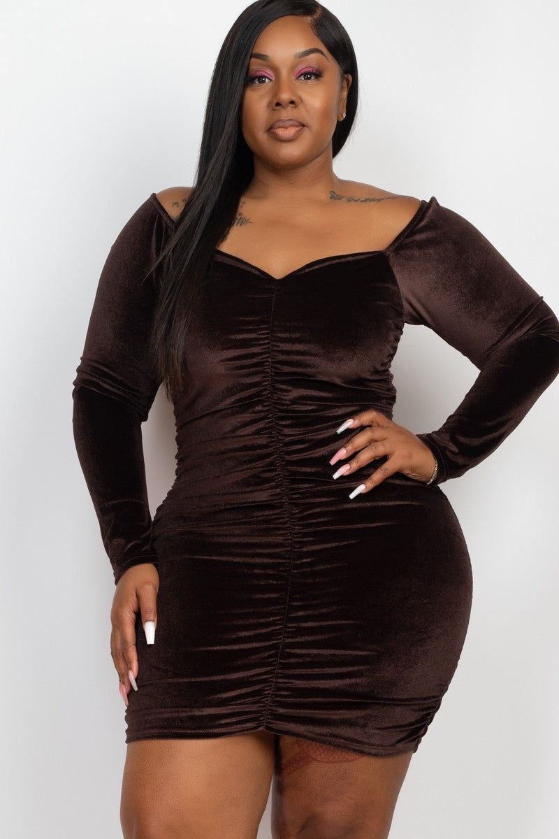 Chocolate Rouched Dress (Plus Size)