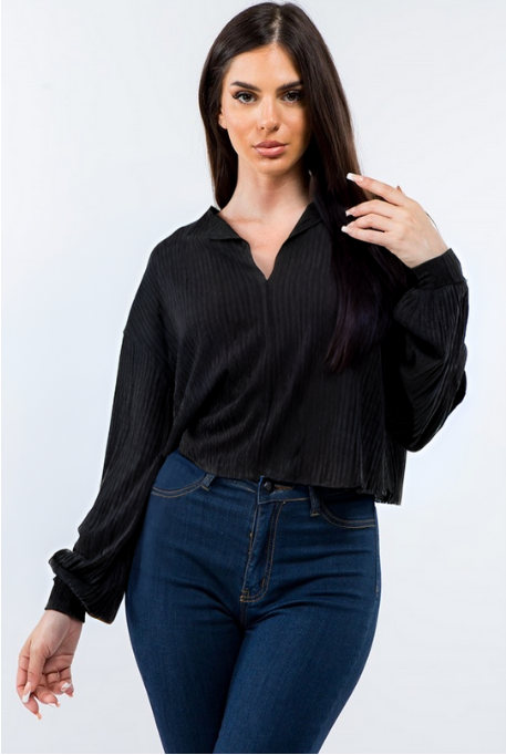 Black Crop Blouse